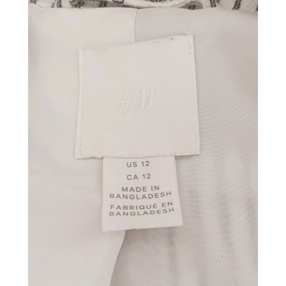 H&M Pinstripe Blazer Women's Sz 12 White Navy Striped Single Button Cotton Blend - Picture 10 of 14